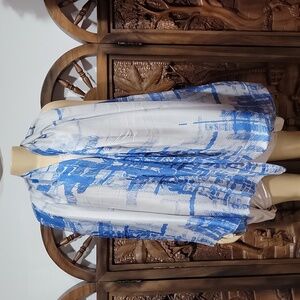 Vintage authentic chanel scarf  pretty colorful blue silk  35"×72"